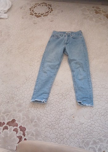 Mavi Bol Kesim Midi Denim Kadın Jean