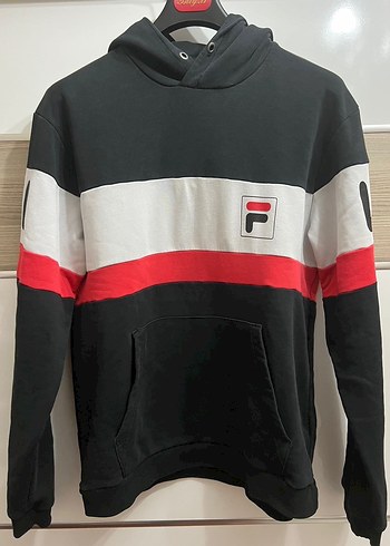 Fila Siyah Erkek Sweatshirt Kapüşonlu Velcro Detaylı