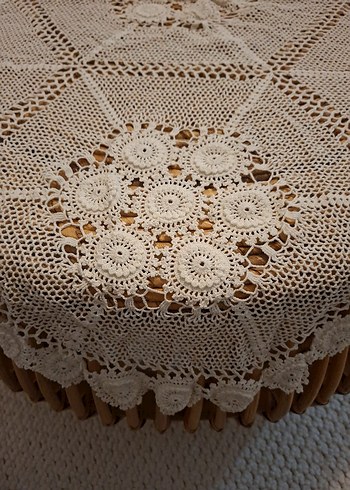 Klasik El Yapımı Yuvarlak Dantel Masa Örtüsü - Görsel 2