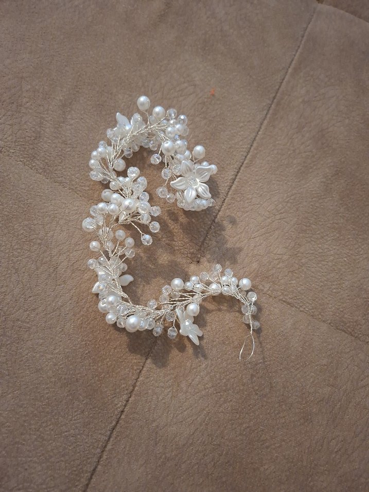 Beyaz Boncuklu Bohem Saç Aksesuarı - Görsel 3