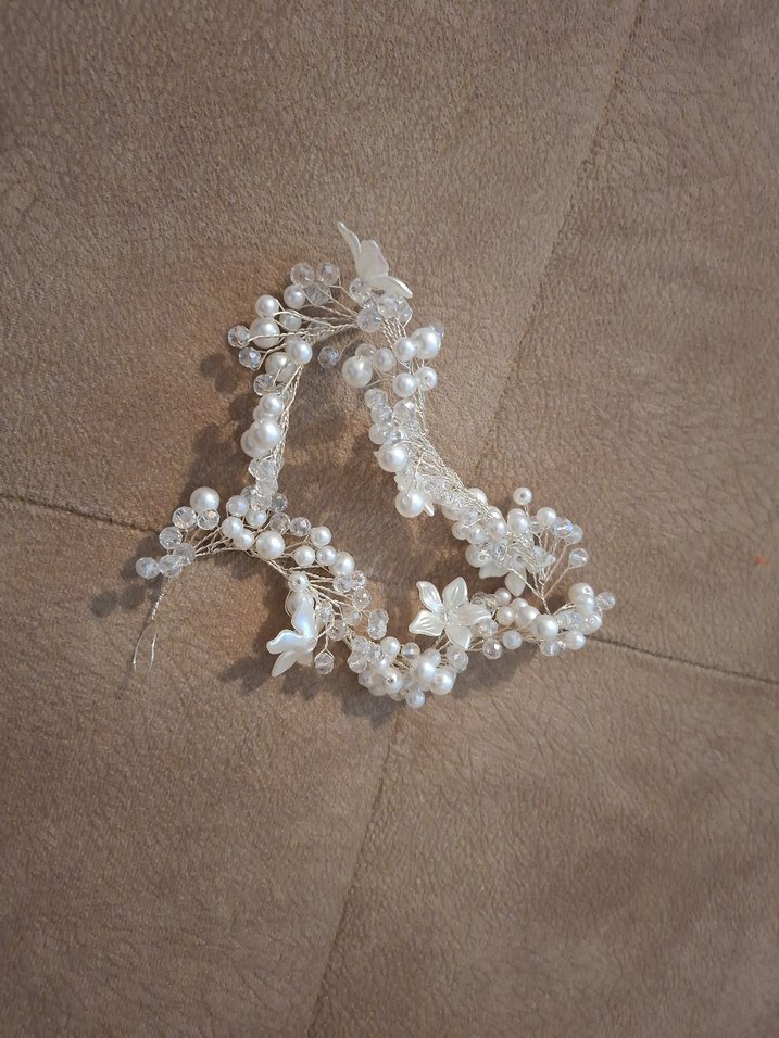 Beyaz Boncuklu Bohem Saç Aksesuarı - Görsel 2