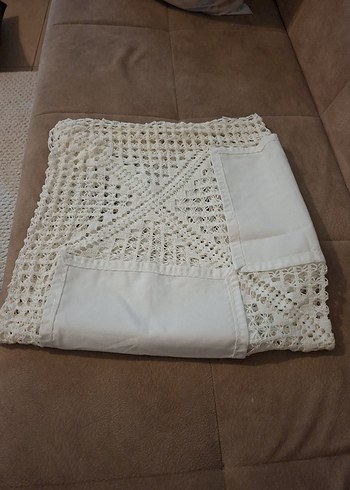 İşlemeli Bohem Beyaz Masa Örtüsü - Görsel 3