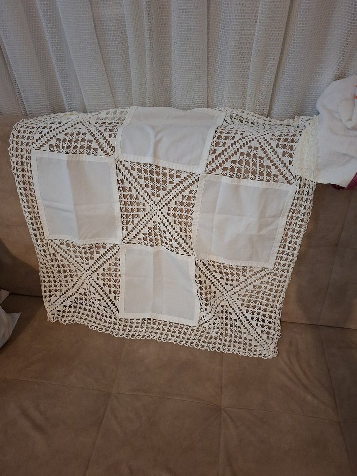 İşlemeli Bohem Beyaz Masa Örtüsü - Görsel 2