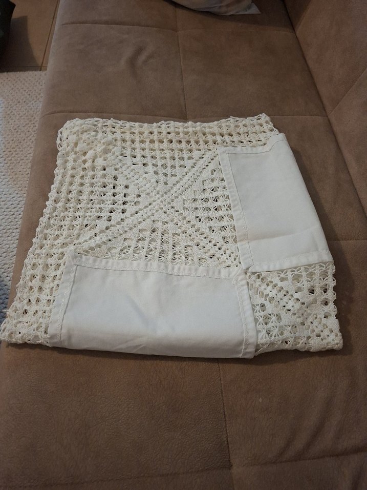 İşlemeli Bohem Beyaz Masa Örtüsü - Görsel 3