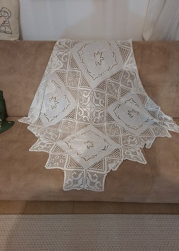 İşlemeli Beyaz Masa Örtüsü - Görsel 5