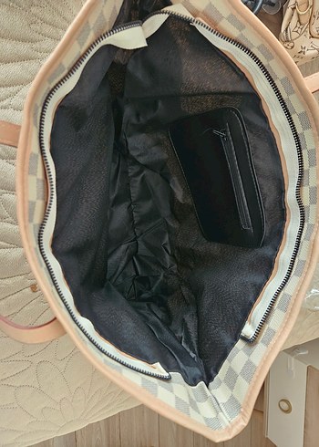 Bej Kareli Deri Kadın Çanta - Görsel 4