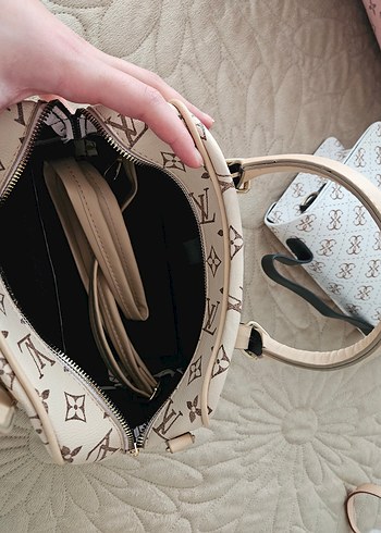 Bej Baskılı Deri Kadın Çanta - Görsel 3