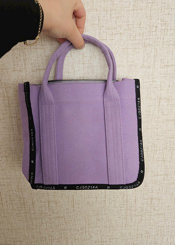 Mor Baskılı Kadın Günlük Kumaş Çanta - Görsel 2