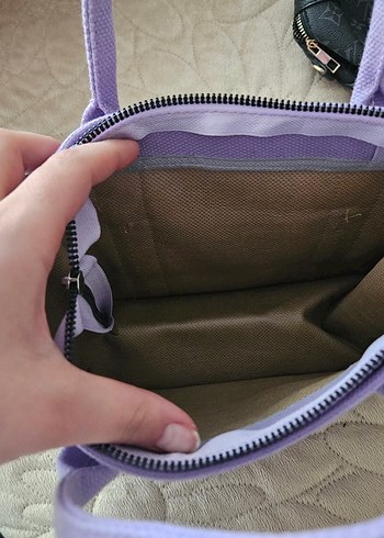 Mor Baskılı Kadın Günlük Kumaş Çanta - Görsel 3