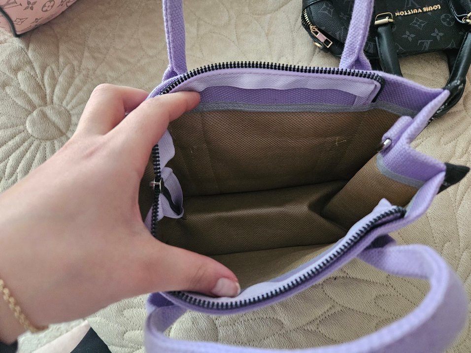 Mor Baskılı Kadın Günlük Kumaş Çanta - Görsel 3