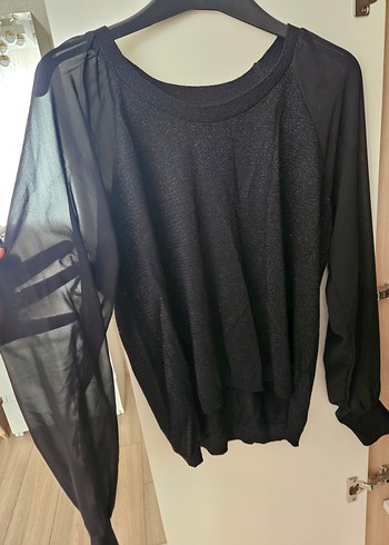 Siyah Uzun Kollu Örgü Bluz - Görsel 2