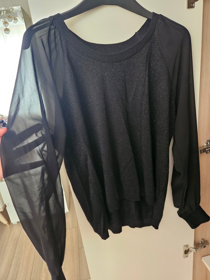 Siyah Uzun Kollu Örgü Bluz - Görsel 2