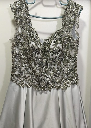 Gri Payetli Uzun Abiye Elbise - Görsel 4