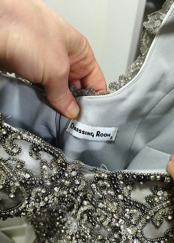 Gri Payetli Uzun Abiye Elbise - Görsel 6