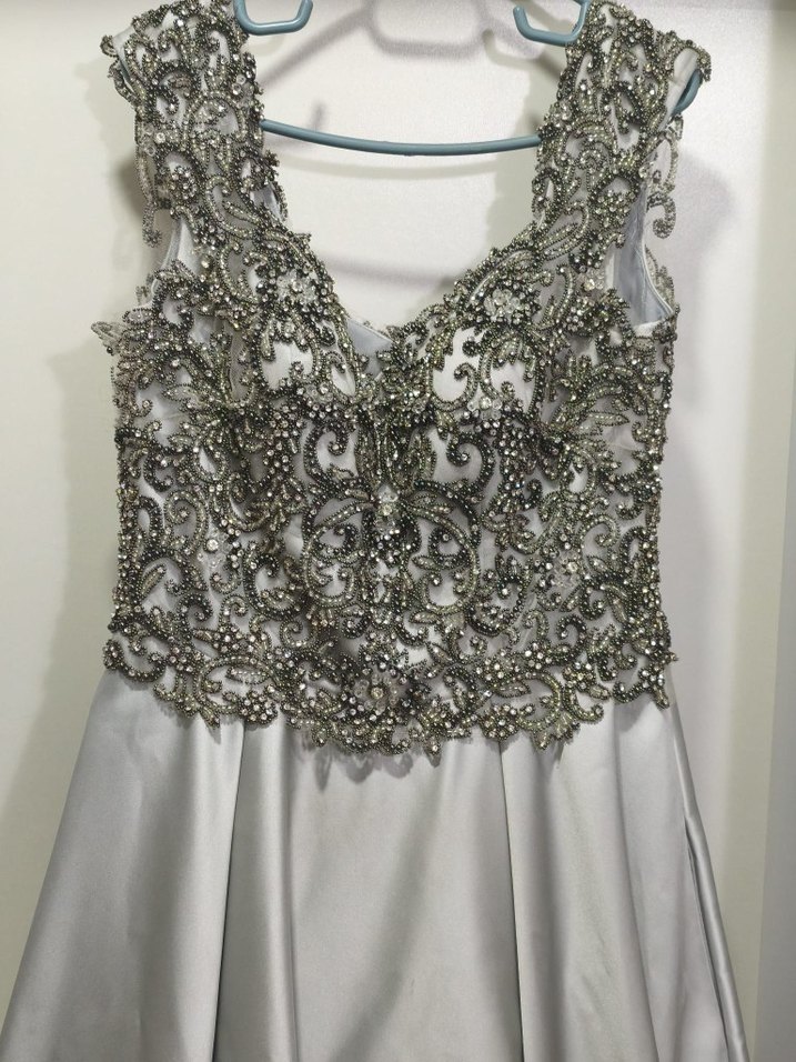 Gri Payetli Uzun Abiye Elbise - Görsel 4