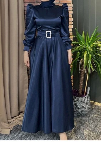 Trendyol & Milla Lacivert Saten Uzun Elbise