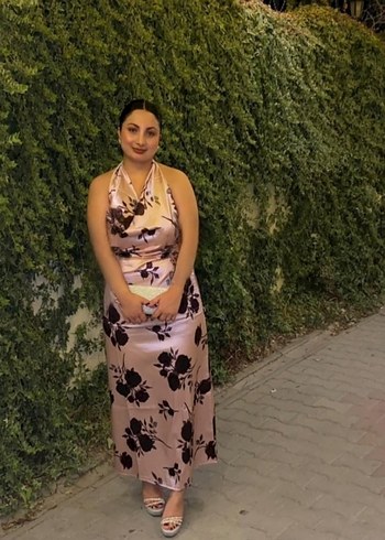 Pembe Straplez Uzun Drapeli Elbise