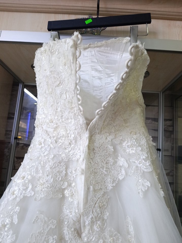 Straplez Midi Beyaz A-Line Gelinlik After - Görsel 4