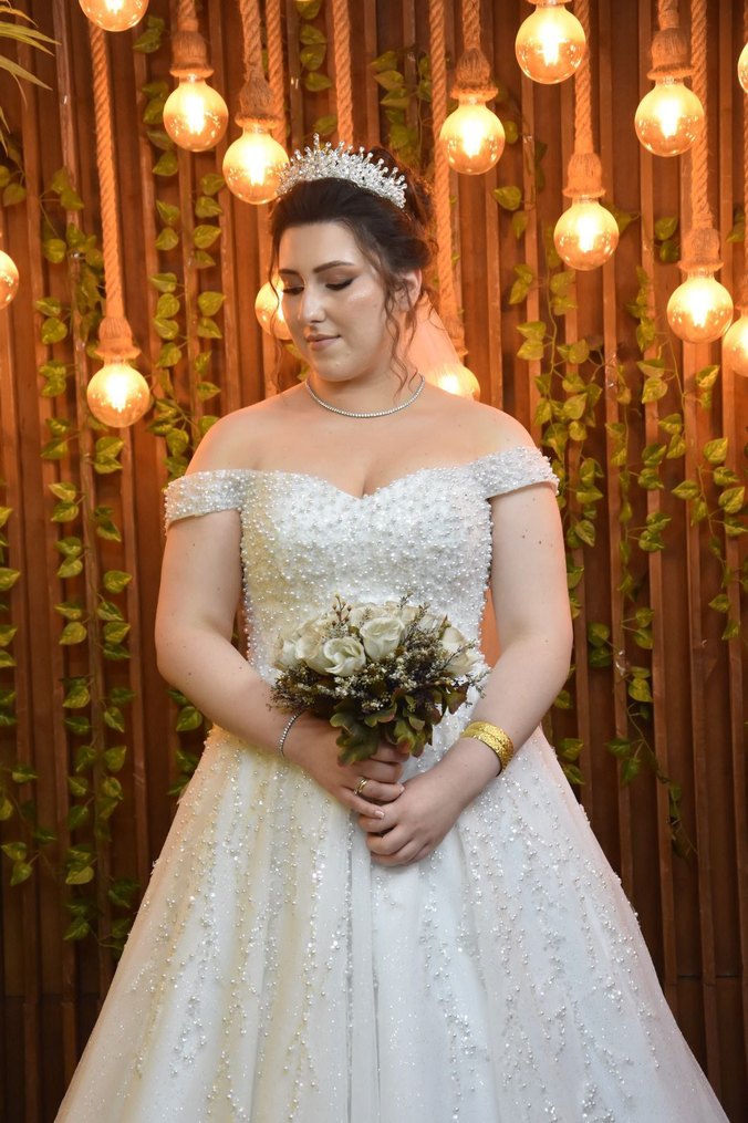 Prenses Kesim Straplez Beyaz Gelinlik - Görsel 2