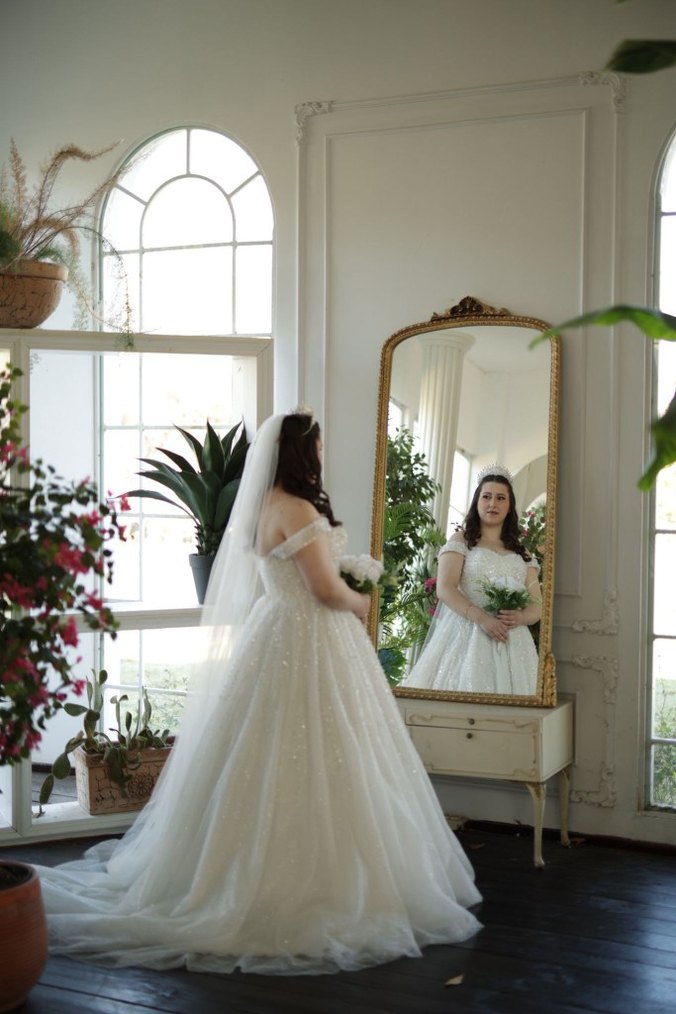 Prenses Kesim Straplez Beyaz Gelinlik - Görsel 3