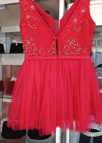 Kırmızı Mini V Yaka İşlemeli after - Görsel 2