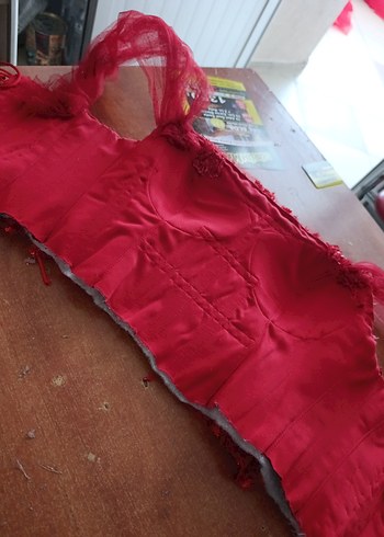 Kırmızı İşlemeli Straplez Mini Büstiyer - Görsel 5