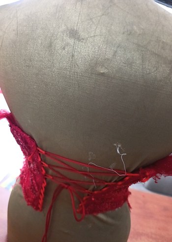 Kırmızı İşlemeli Straplez Mini Büstiyer - Görsel 2