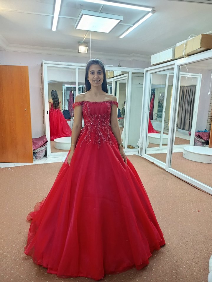 İşlemeli Kırmızı kinalik nişanlık - Görsel 2