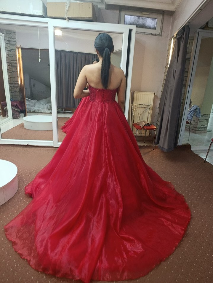 İşlemeli Kırmızı kinalik nişanlık - Görsel 3