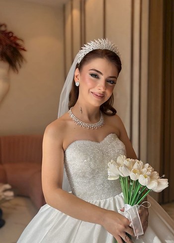 Gelinlik Straplez Prenses Gelinlik, Uzun, Beyaz