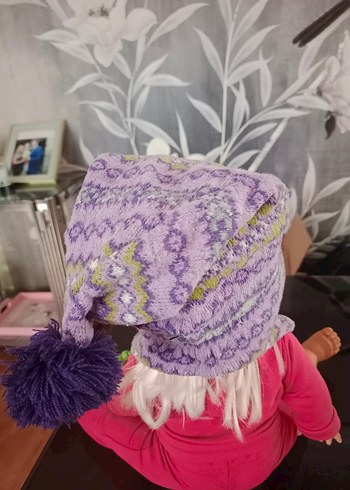 1-2 Yaş, 19 cm Beden mor Renk Mor renkli Çocuk Örgü Bere Şapka Kukuleta 12/18