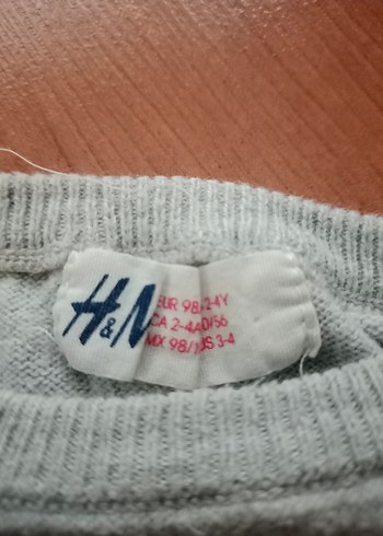 24-36 Ay Beden gri Renk H&M Tavşan Payetli Kız Çocuk Gri Uzun Kollu Triko Kazak 2/3/4