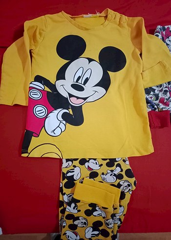 Renkli Mickey Mouse Pamuklu Çocuk Pijamaları 3/4 - Görsel 3