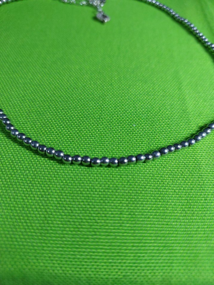 Gri Hematit Boncuklu Midi Kolye - Görsel 3