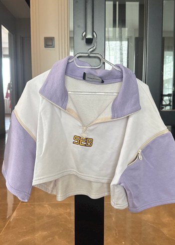 Mor Fermuarlı Kadın Sweatshirt