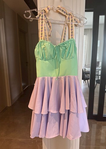 Fırfırlı Mini Bohem Elbise