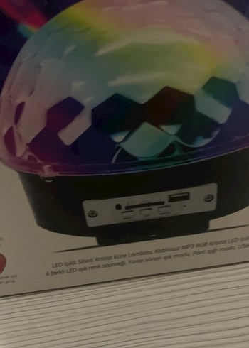 Müzik Kontrollü LED Işıklı Kristal Küre Hoparlör - Görsel 2