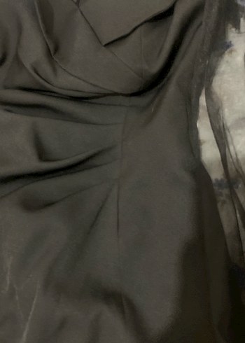 Siyah Drapeli Uzun Kollu Kadın Elbise - Görsel 5