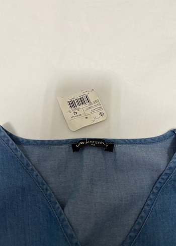 42 Beden Kadın Kemerli Mini Denim Elbise