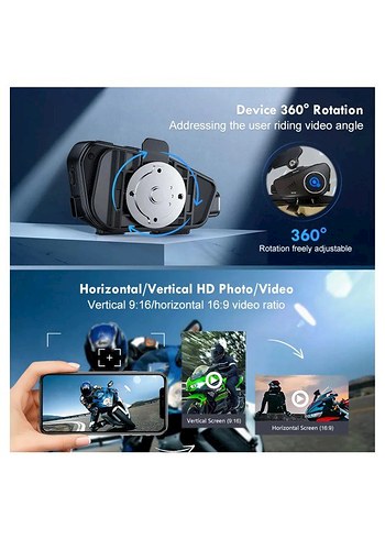 Q28 Kameralı İntercom 32GB SD Kartlı  Motorsiklet kask kulaklık - Görsel 5