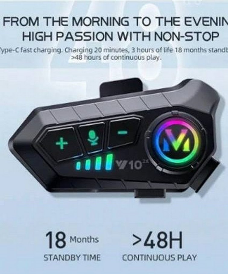 Kask Kulaklık Intercom Rgb Işıklı Motosiklet Y10 Otomotik Cevap - Görsel 3