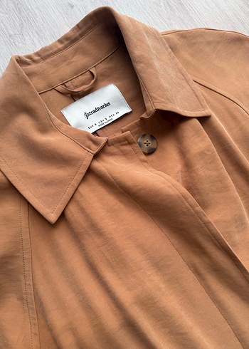 Bej Kemerli Uzun Keten Kadın Trençkot - Görsel 4