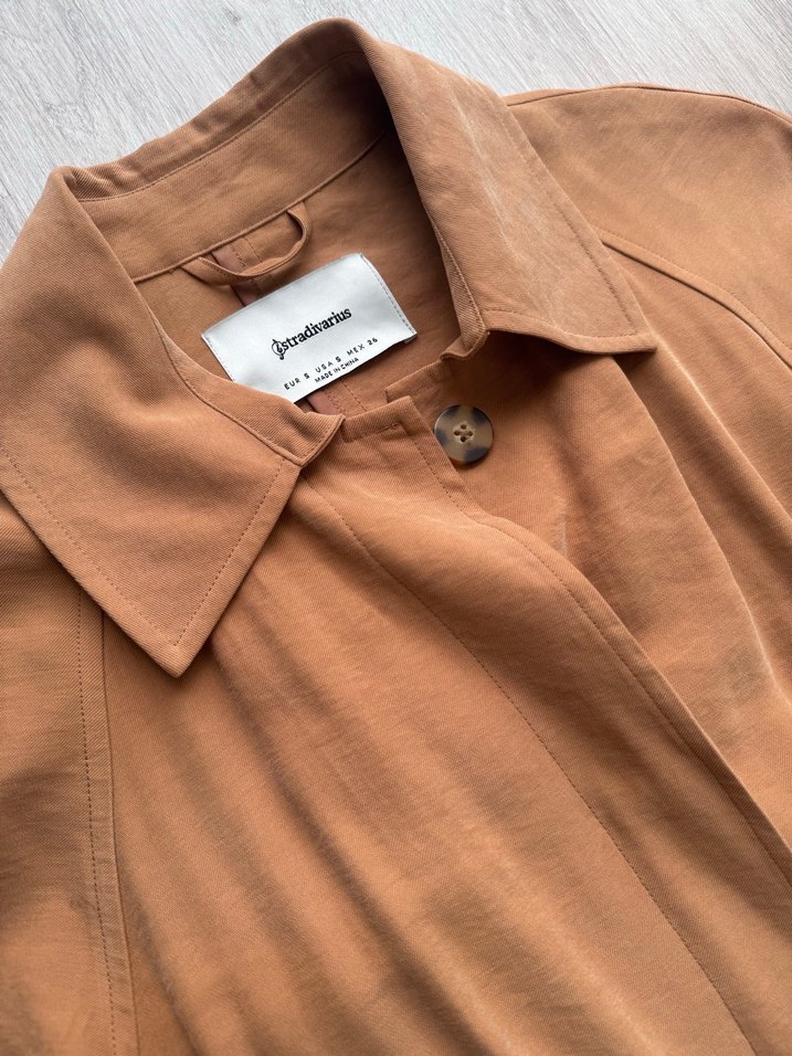 Bej Kemerli Uzun Keten Kadın Trençkot - Görsel 4