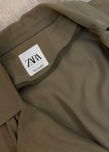 ZARA Haki  Uzun Kadın Trençkot Düğmeli - Görsel 6