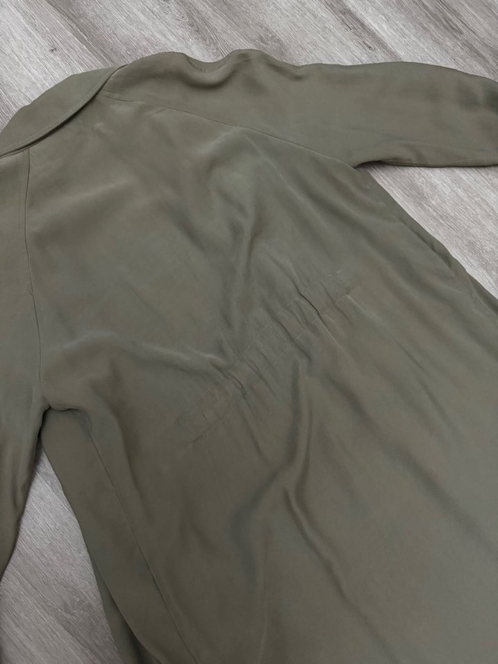 ZARA Haki  Uzun Kadın Trençkot Düğmeli - Görsel 5