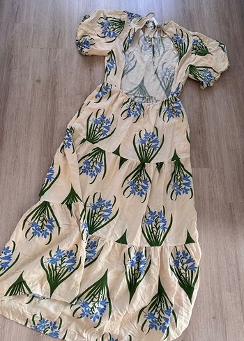 ZARA Bej Çiçek Desenli Uzun Bohem Elbise - Görsel 4