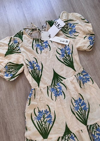 ZARA Bej Çiçek Desenli Uzun Bohem Elbise - Görsel 5