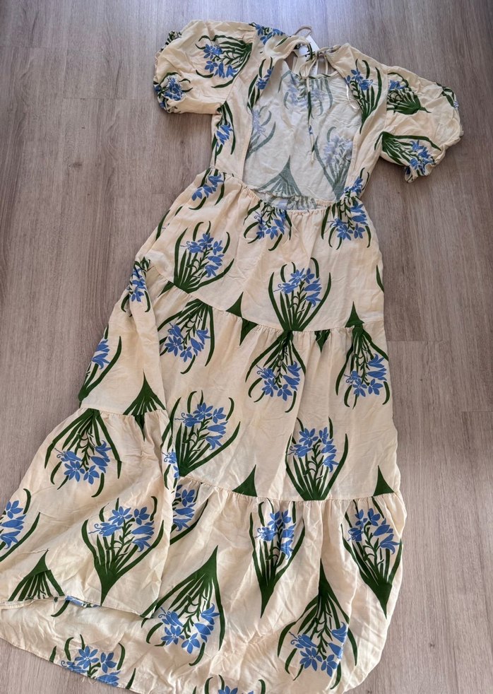 ZARA Bej Çiçek Desenli Uzun Bohem Elbise - Görsel 4