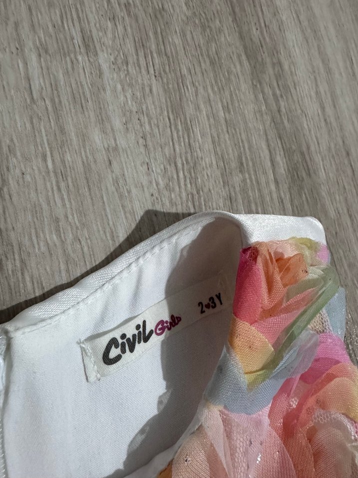 Kız Çocuk Çiçekli Fırfırlı Elbise - Görsel 5