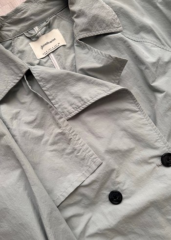 Mavi  Uzun Kadın Trençkot Kemerli - Görsel 5